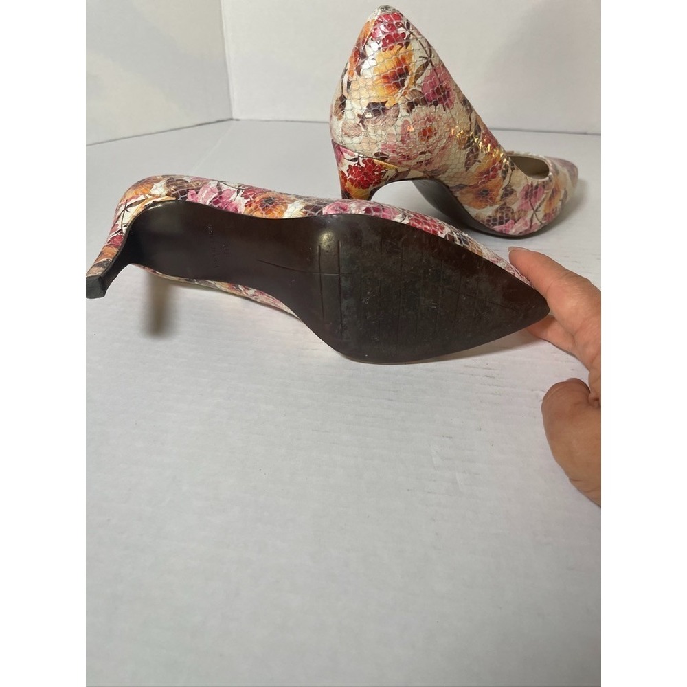 COLE HAAN SNAKE‎ FLORAL PRINT LEATHER POINTED TOE PUMP WOMEN'S US 8.5B SUPER HOT - Picture 14 of 15
